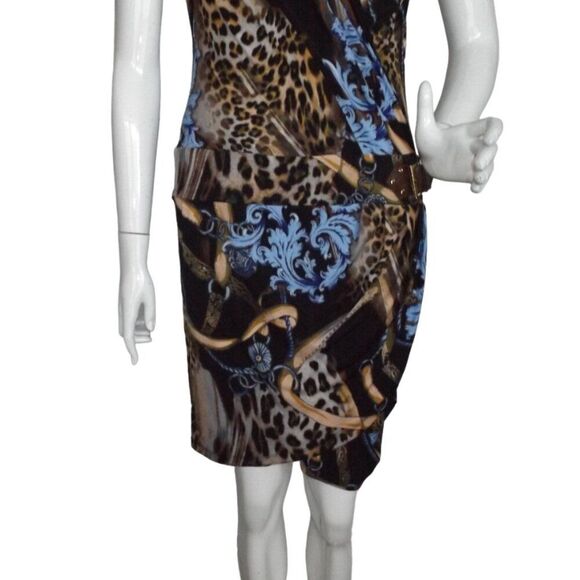 new CACHE Dress, M, Faux Wrap, Cap Sleeve, Leopard/Baroque/Lux print, Pullover - Picture 9 of 15